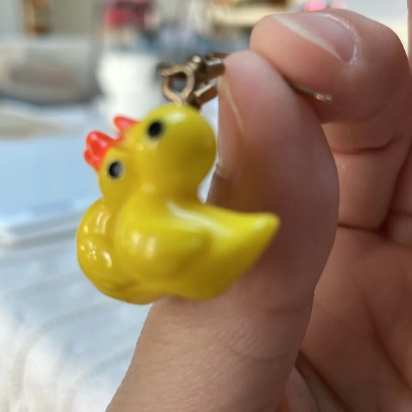 .5 inch plastic WHIMSICAL “rubber duckie” dangle fishhook earrings. Hang 1.5” - Picture 7 of 8